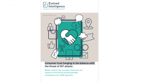 Front cover of the Evolved Intelligence - Innovation in an interconnected world report titles 'Consumer trust hanging in the balance with the threat of SS7 attacks'.